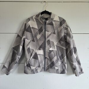 Eddie Bauer Boys Fleece Geometric Zip Jacket Gray Size S (7/8)